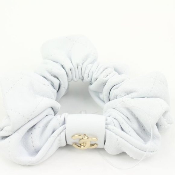 Chanel 21K Leather Hair Scrunchie Barrette 48ck32s